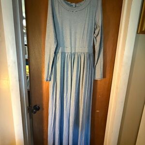 Casual Black and White Striped Long Sleeve Dress with Scoop Neck